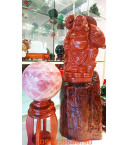 Tượng Phật Di Lặc Bằng Đá Jasper Đỏ 