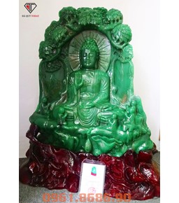 Tượng phật A Di Đà Bằng Đá Thạch Anh Xanh
