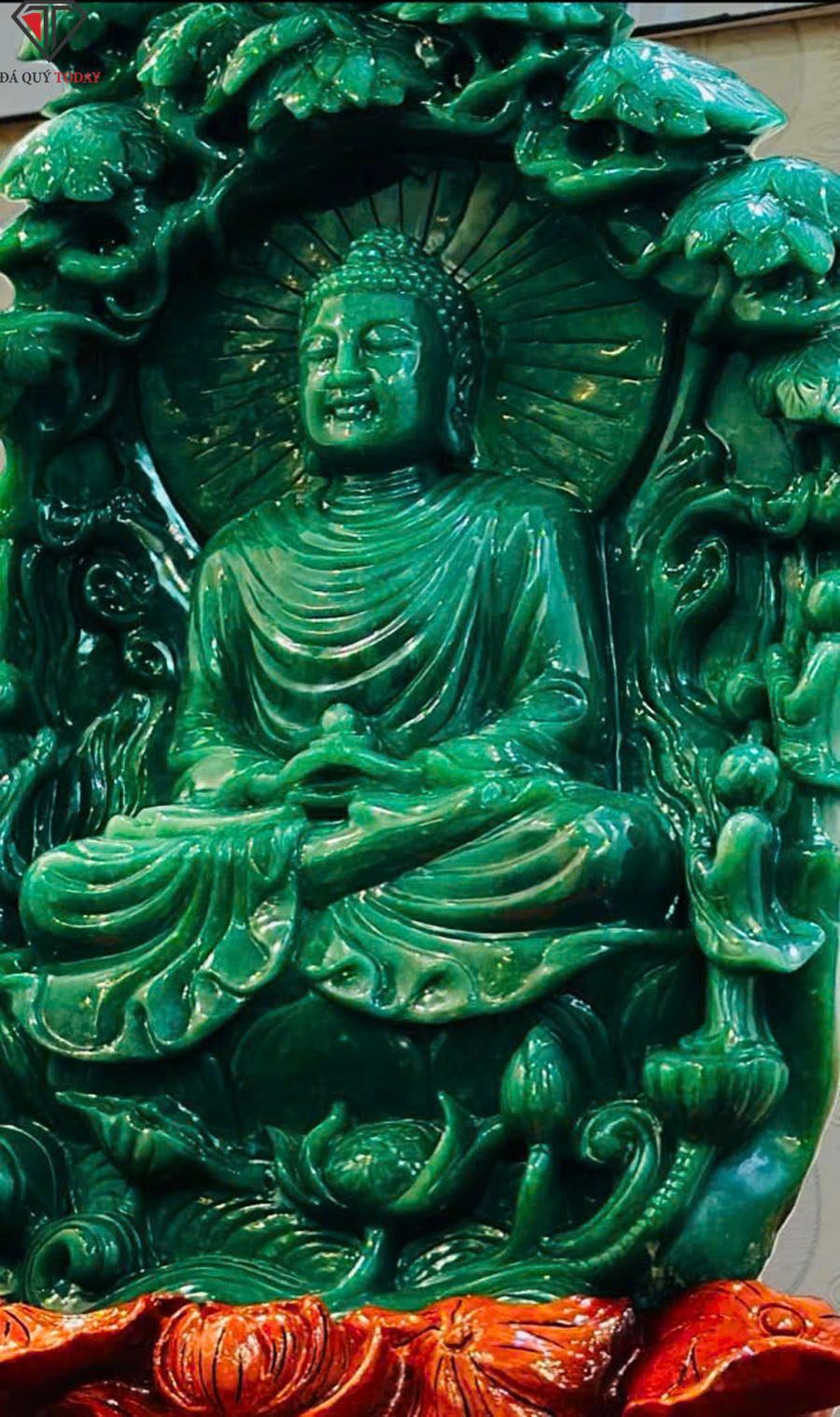 Tượng phật thích ca bằng đá thạch anh xanh